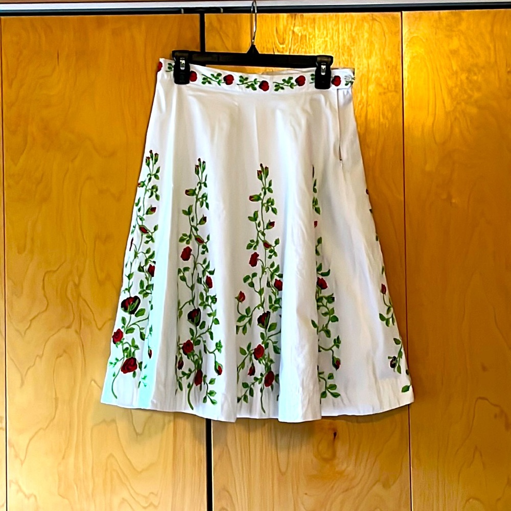 Embroidered flower skirt from Anthropologie